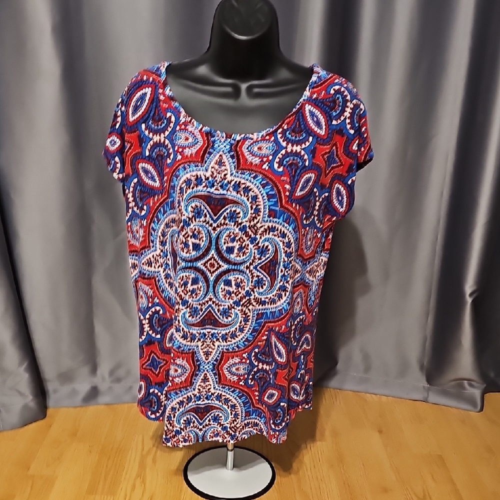Westport Red and Blue Patterned Blouse